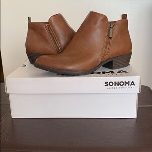 Sonoma Cognac Faux Leather Booties